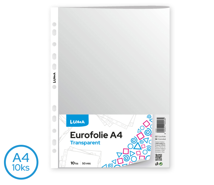 Eurofólie A4 - transparentní 10ks LUMA
