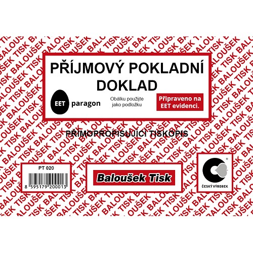 PT020 - Příjmový pokladní doklad A6