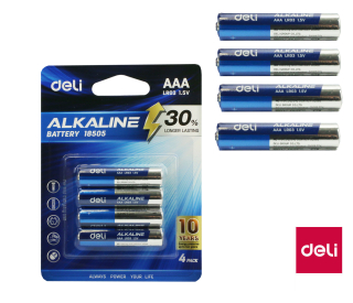 Baterie alkalická AAA mikrotužková LR03 4ks blistr DELI E18505