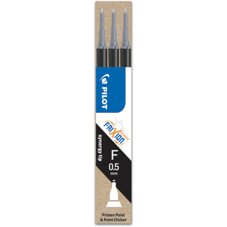 Pilot, Náplň do Rollerů FriXion Point, 3 ks, (F) tenký, černá